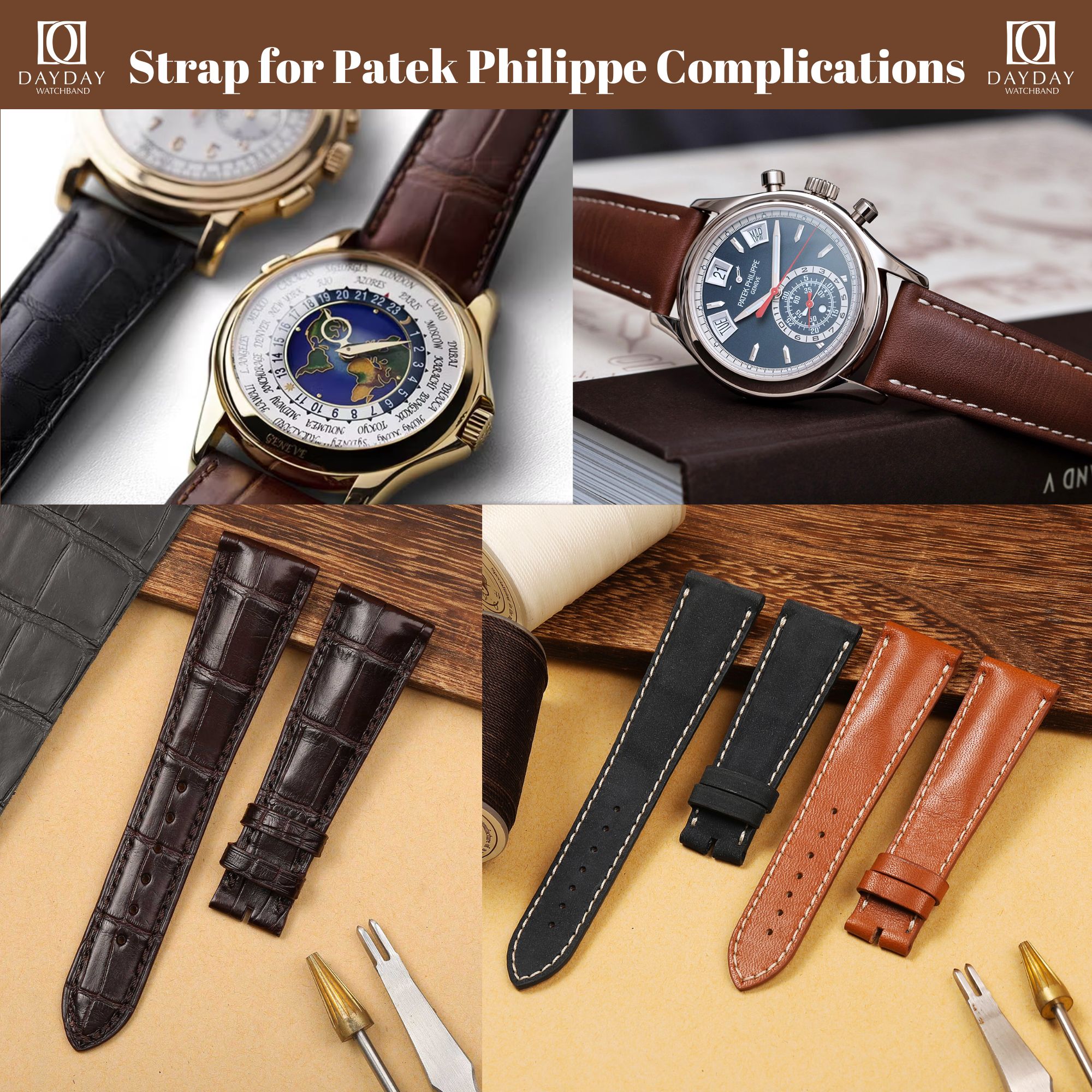 Patek Philippe Leather Watch Bands: Elegant Alligator and Calfskin Straps for Your Timepiece